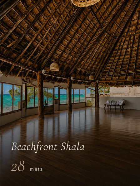 Beachfront yoga shala overlooking the Caribbean Sea in Tulum