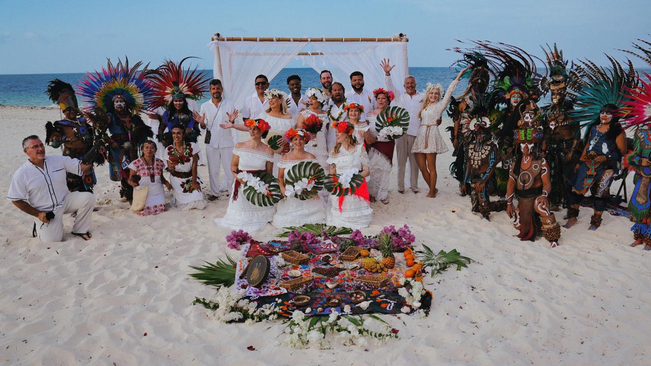 Traditional Maya beach ceremony in Mexico